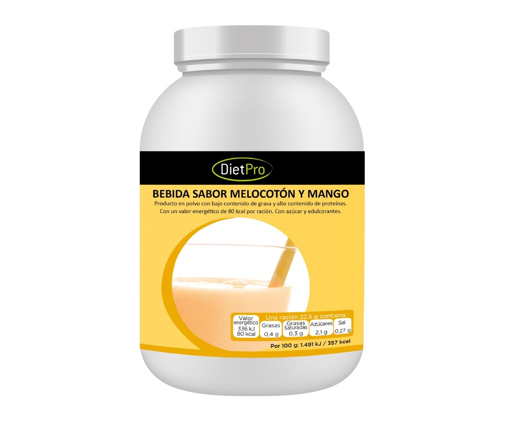 Envase económico 400gr Bebida sabor a melocotón y mango