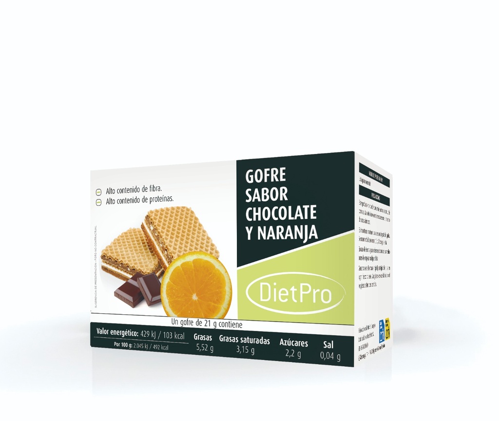 Gofre sabor chocolate y naranja (8 uds)