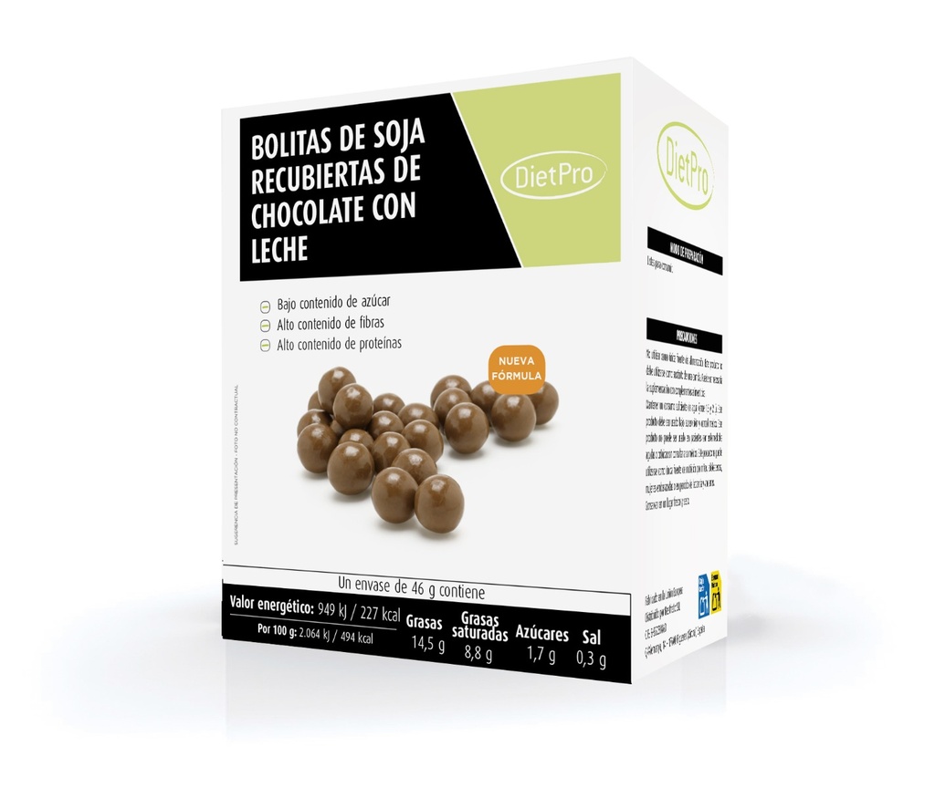 Bolitas de soja recubiertas de chocolate con leche (3 uds)